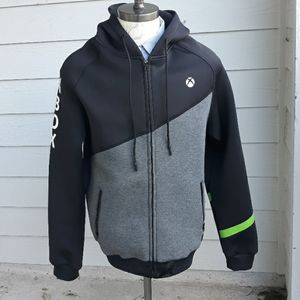 XBOX META Gaming Jump In 2001‎ Black Grey Mens Sz Large Full Zip Hoodie Jacket